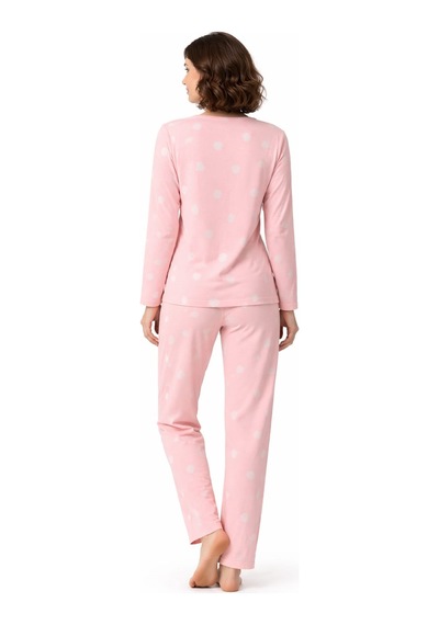 Pemilo Kadın 3568 Uzun Kol Süet Pijama Takımı PEMBE