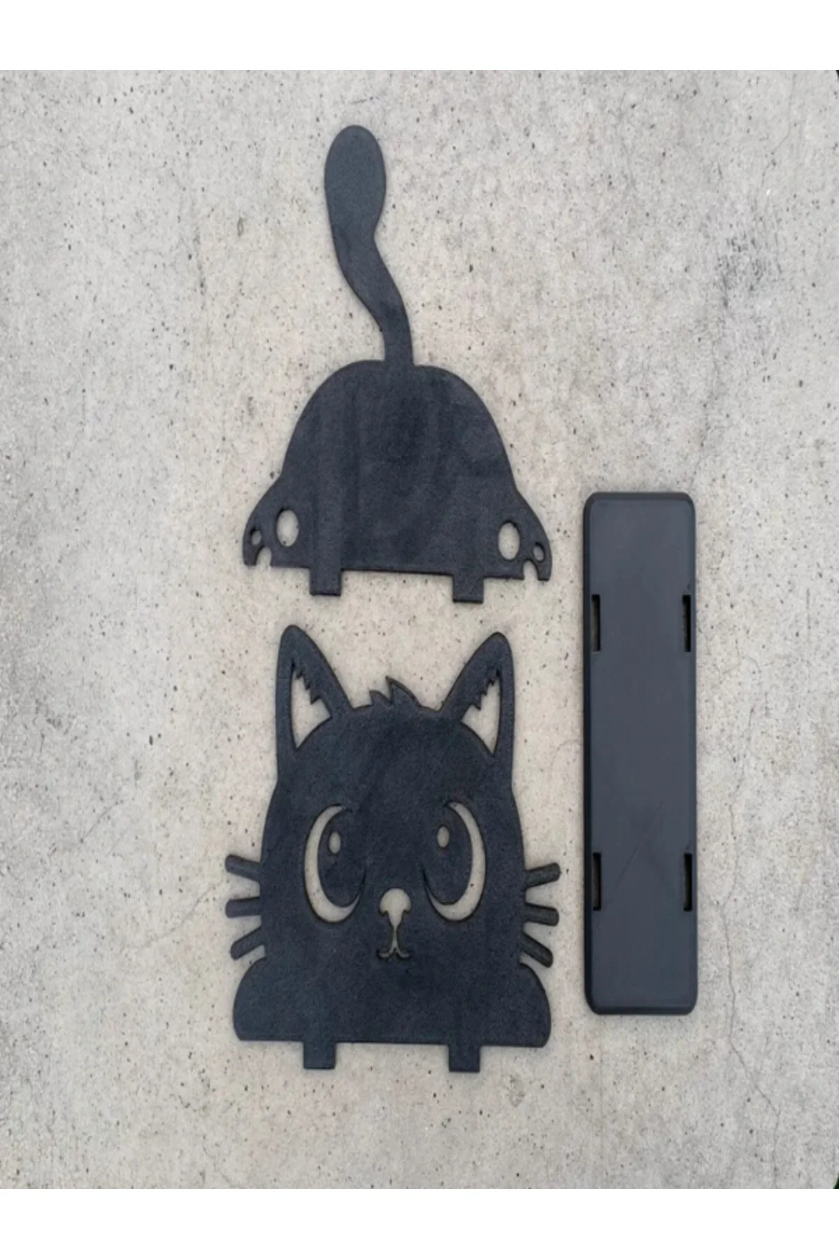 Kedi Figürü Şeklinde Peçetelik Siyah Plastik