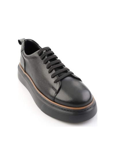 Siyah Hakiki Deri Erkek Sneaker E01811300503 Siyah