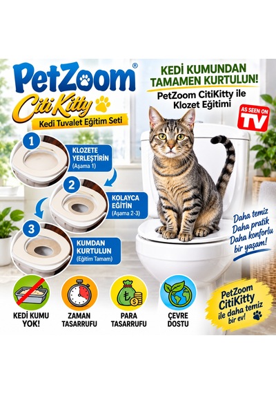 Petzoom Citi Kitty Kedi Tuvalet Eğitim Seti Kedi Klozete Alıştırma Aparatı