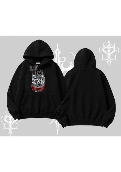 Kapşonlu Sweatshirt Crowned Lion Rock Authority Myth Siyah