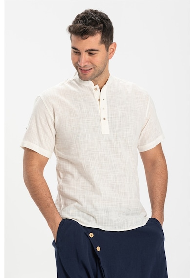Kısa Kol Şile Bezi Bodrum Erkek T-shirt Krem 3002 Krem