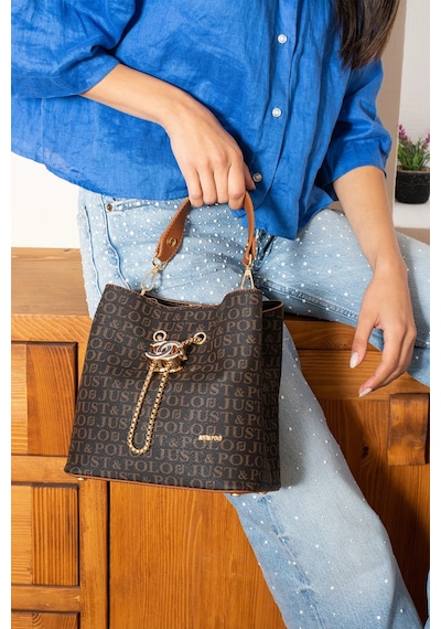 Just Polo Kadın Baskı Desenli El Ve Omuz Çantası Ebat: 22 X 23 Cm Kahve Taba 75349812