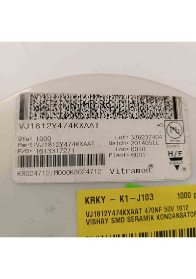 Vj1812y474kxaat 470nf 50v 1812 Vıshay Seramik Kondansatör 25 Adet