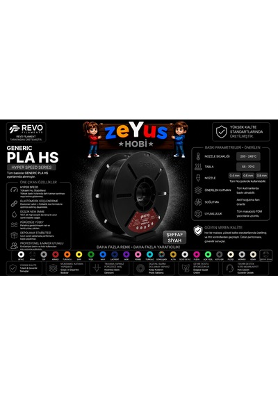 Generic Pla Hs Hyper Speed Filament Şeffaf Siyah 1.75 Mm 1000 Gr