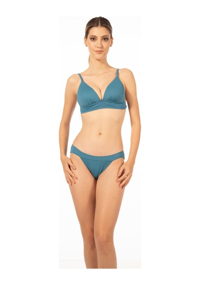 Estiva Kadın Bantlı İp Askılı Kaplı Bikini Takımı - Turkuaz Çok Renkli