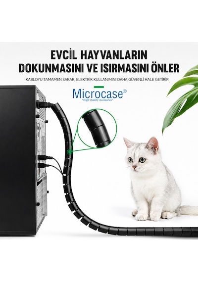 Spiral Kablo Kanalı Kablo Düzenleyici Toplayıcı 22mm Genişlik 1 Metre Uzunluk Siyah Al5469