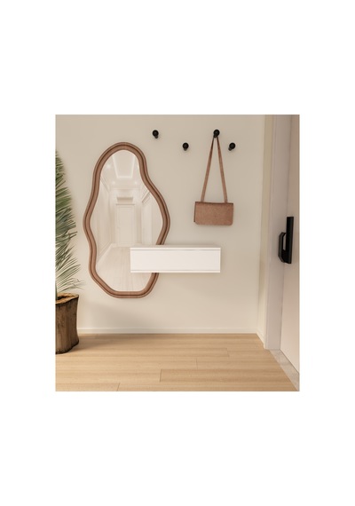 Oslo 70cm Duvara Monte Tek Kapaklı Raflı Modern Dresuar Beyaz-beyaz Beyaz-beyaz