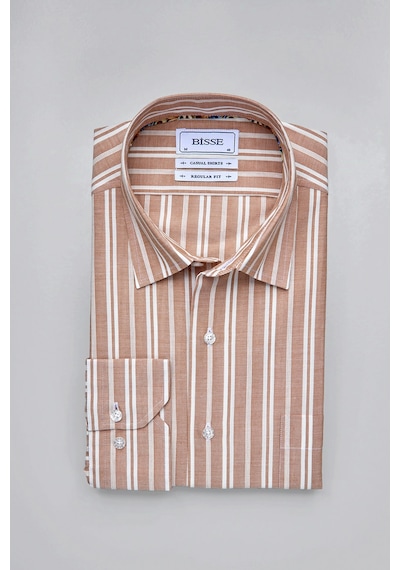 Bisse Regular Fit Spor Yaka Çizgili Somon Erkek Gömlek Gmczg3sp224005 30 Somon