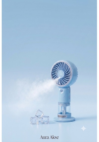Su Destekli Mini Fan Mavi