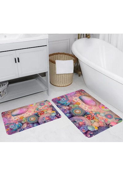 Rovigo Home Dijital Baskılı 2'li Banyo paspas Takımı RVG5272 Çok Renkli