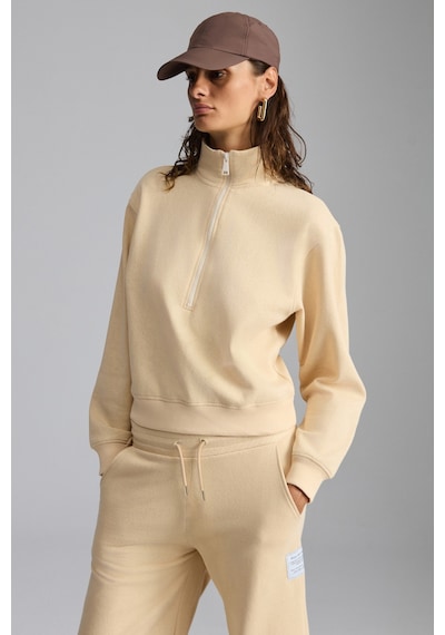 Ethıquet Saılenıs Kadın Yumuşacık Içi Şardonlu Organik Pamuk Yarım Fermuarlı Regular Krem Sweatshirt