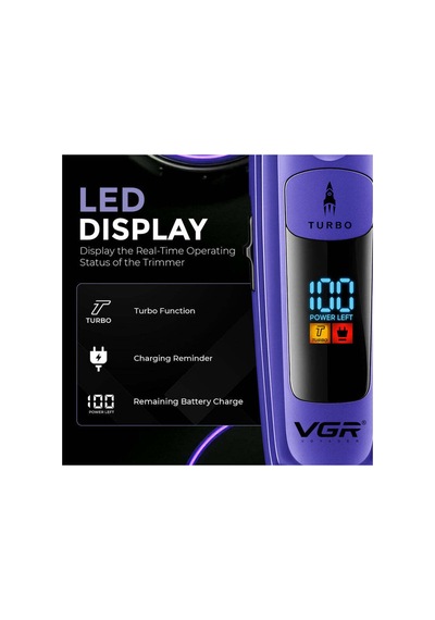 V-274 7000 Rpm Turbo Titanyum Seramik Bıçak Saç Sakal Makinesi - Mor