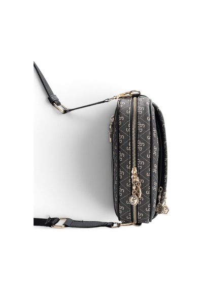 Silver & Polo Silver Polo Füme - Siyah Monogram Kadın Çapraz Çanta Sp1297