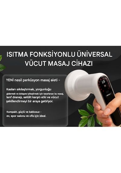 5 Başlıklı 6 Kademeli 3 Fonksiyonlu Şarjlı Tüm Vucut İçin Masaj Aleti Özel Antiselülit Masaj Cihazı Vücut  Beyaz