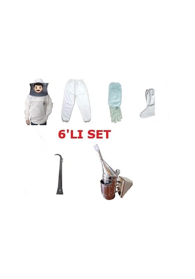 6li Set Normal Maske, Pantolon, Eldiven, Arıcı Çorabı.el Demiri Ve Ilaç Körük