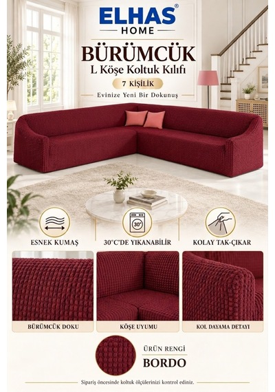 Bürümcük Eteksiz L Köşe Koltuk Örtüsü. 7 Kişilik Esnek, Köşe Koltuk Kılıfı. Toplam Uzunluk 550cm Bordo - 796363643 Bordo Bürümcük Eteksiz L Köşe Koltuk Örtüsü. 7 Kişilik Esnek, Köşe Koltuk Kılıfı. Toplam Uzunluk 550cm Bordo - 796363643 Bordo