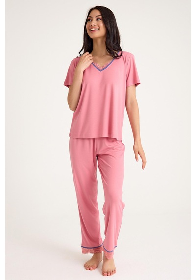 Amarelle Dream Pembe 4 Lü Viskon Pijama Takım Seti Pembe