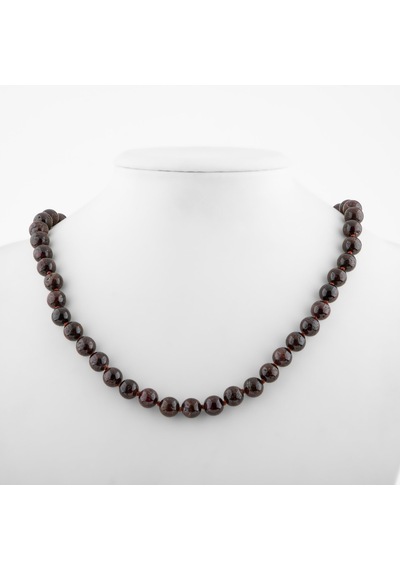 Safnaturel Bordo Granat Lal 8 Mm Düğümlü Doğal Taş Kolye