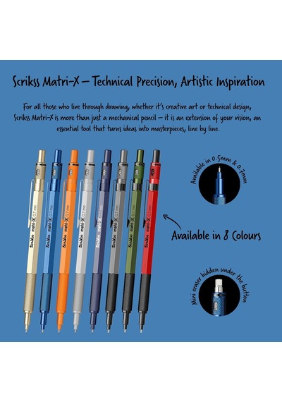 Scrikss Office Matri-x Versatil 0.7 Mm Metalik Mavi Şeffaf Amb Genel