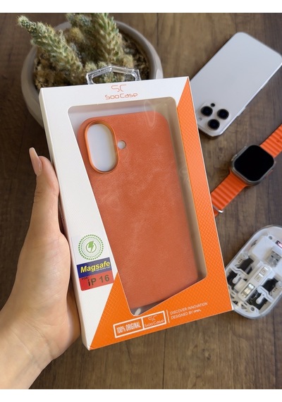 Apple iPhone 16 Uyumlu Kadife Yüzeyli Magsafe Uyumlu Premium Kılıf Soocase691 Turuncu