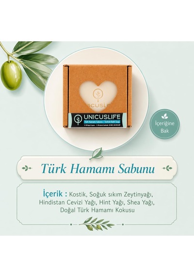 % 100 Saf Doğal Türk Hamamı Sabunu Katkısız El Yapımı 100 Gr