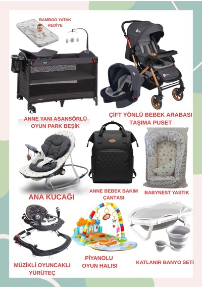 Turhanbebe Bebeğinizin Tüm İhtiyaçları Lüx Bebek Çeyiz Seti Optima Aktif Baby Siyah