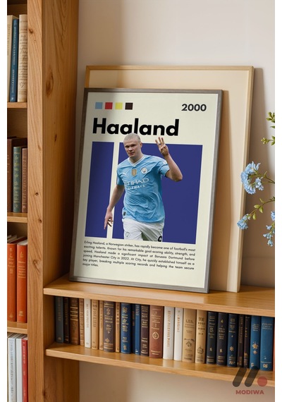 Haaland Futbol Posteri, Siyah Çerçeveli Duvar Tablosu - Spor Severlere Hediye