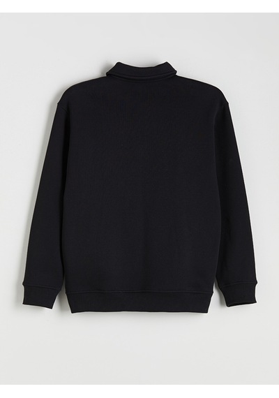 Lcw Vision Siyah Polo Yaka Erkek Kalın Sweatshirt