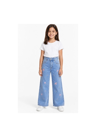 Rony Pony Kids Kız Çocuk Fiyonk Nakışlı Palazzo Kot Pantolon Yüksek Bel Geniş Paça Jean Mavi Rony Pony Kids Kız Çocuk Fiyonk Nakışlı Palazzo Kot Pantolon Yüksek Bel Geniş Paça Jean Mavi