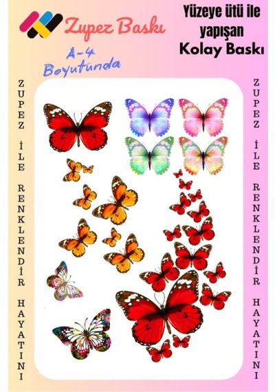 Kelebek Butterfly Kumaş Aplike Yama Ütü Ile Yapışan Transfer Kağıdı Dtf Arma - 708933278