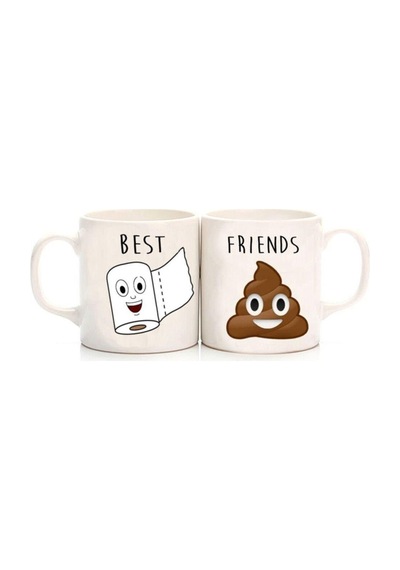 Best Friends Baskılı Kupa Seti 2'li Beyaz
