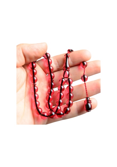 Küre Kesim 8x8 Mm Ateş Kehribar Sistem Püsküllü Tesbih Pembe