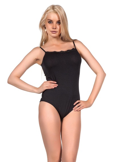 Miorre 347 İnce Askılı Çıtçıtlı Atlet Body Siyah