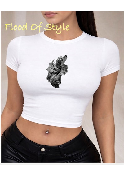 Flood Of Style Beyaz Babby Tee Çiçek Özel Tasarım