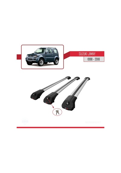 Suzuki Jimny 1998-2018 Arası İle Uyumlu Ace-1 Ara Atkı Tavan Barı Gri 3 Adet Bar