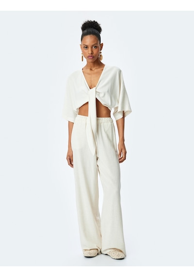 Koton Viskon Keten Karışımlı Kimono Kol Bağlama Detaylı Crop Bluz Bej Çizgili 5sak60199uw Ekru Çizgili Ekru Koton Viskon Keten Karışımlı Kimono Kol Bağlama Detaylı Crop Bluz Bej Çizgili 5sak60199uw Ekru Çizgili Ekru