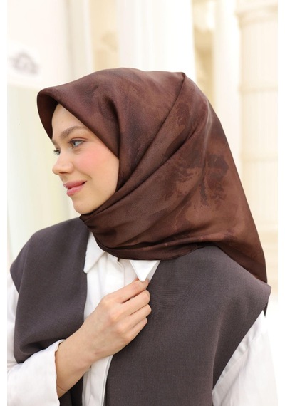 Silk Home Desenli Shiny Eşarp - 8647 - Çikolata Çikolata