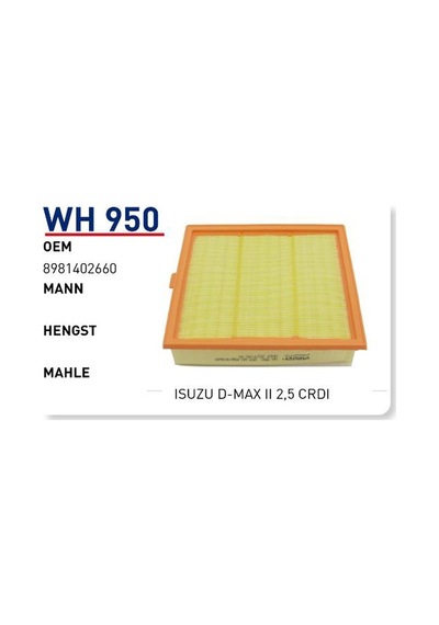 WUNDER WH950 HAVA FİLTRESİ - ISUZU D-MAX II 2,5 CRDİ
