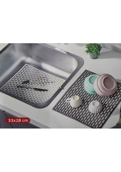 1 Adet Antrasit Renk Dikdörtgen Silikon Lavabo Buzluk Matı 33x28 Cm