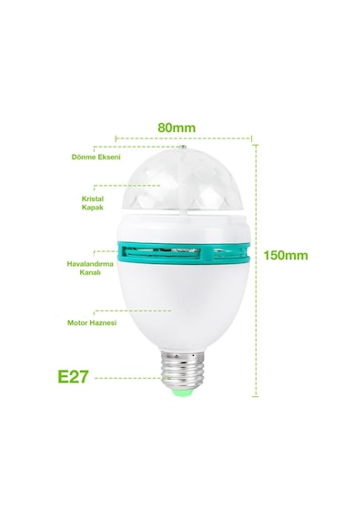 Kenstar 3W Disko Efektli E27 Led Ampul Rgb Çok Renkli