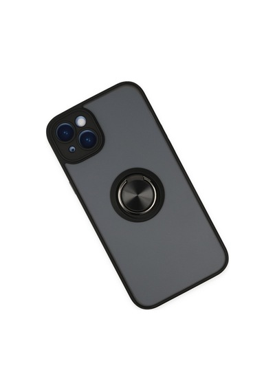 Apple iPhone Uyumlu  14 Kılıf Montreal Yüzüklü Silikon Kapak -  Siyah