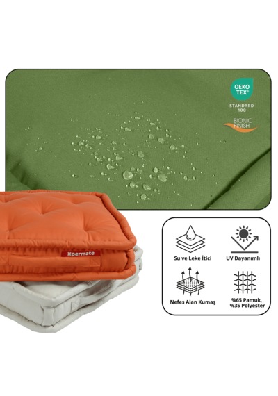 Xpermate Bisküvi Minder Petek Önü Fransız 45x45x14 Yeşil