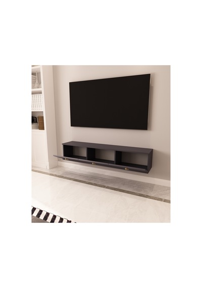 Max 150 Cm Duvara Monte Tv Ünitesi Tv Sehpası Antrasit - Altın Antrasit-antrasit Max 150 Cm Duvara Monte Tv Ünitesi Tv Sehpası Antrasit - Altın Antrasit-antrasit