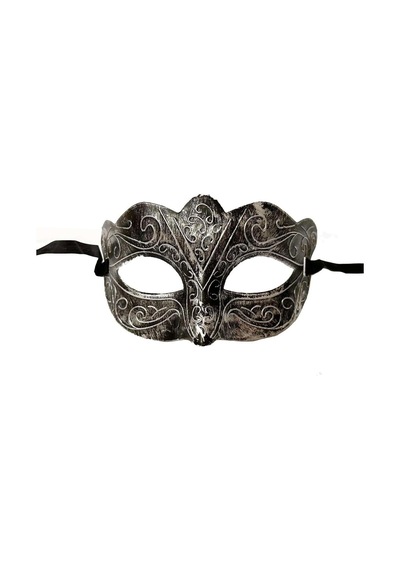 Maskeli Balo Antik Gri Gümüş Eskitilmiş Maske Balo Venedik 5264
