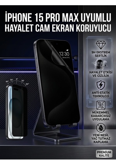 Iphone 15 Pro Max Uyumlu Ekran Koruyucu Hayalet Cam
