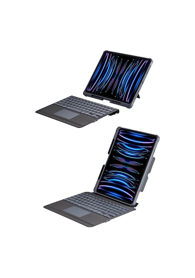 Apple T5509d İpad Pro 12.9 2022 Kılıf Palermo Ledli Klavyeli Standlı Tablet Kılıfı - Siyah Diğer