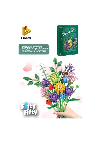 Panlos Dekoratif Ve Koleksiyonluk 17 Çiçekli Buket Modeli 999 Parça Yapım Seti -ffp655001