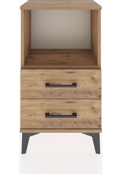 Arges Komodin Tek Raflı 2 Çekmeceli 44x30x80 Çam-çam Çam