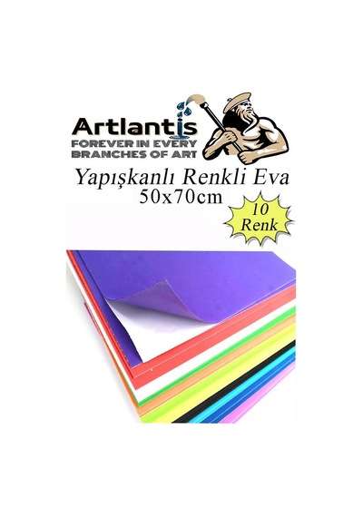 Yapışkanlı Eva 50x70 Cm 10 Renk 1 Paket Yapışkanlı Eva Süngeri 10'lu Okul Kreş Anasınıfı Elişi Etkinlikleri